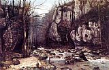 Famous Stream Paintings - The Stream of the Puits-Noir at Ornans